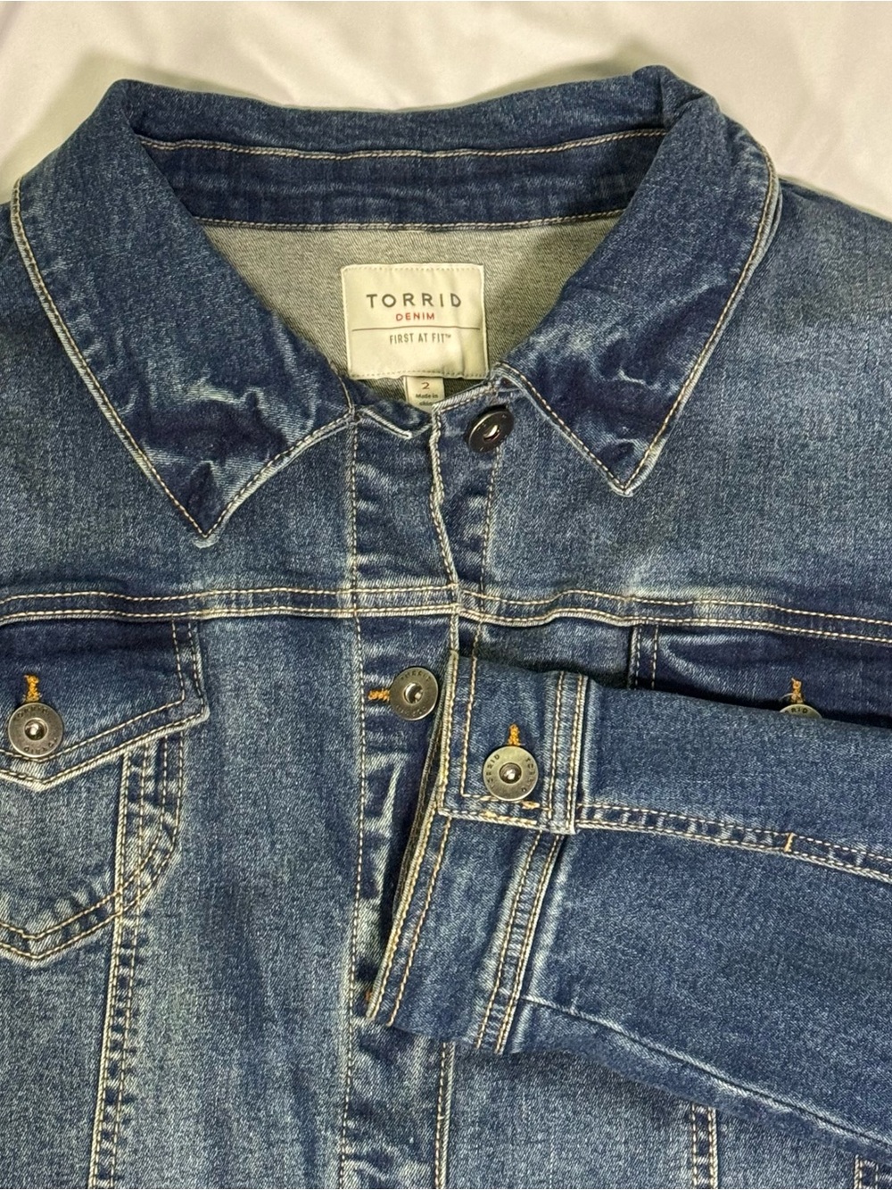 Torrid Denim Women's First at Fit Blue Distressed Denim Jacket, Size 2